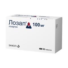 Лозап таблетки покрытые оболочкой 100мг №90
