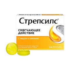 Стрепсилс Мед/лимон таблетки для рассасывания №24