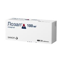 Лозап таблетки покрытые оболочкой 100мг №30