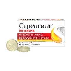 Стрепсилс Интенсив Мед/лимон таблетки для рассасывания №24