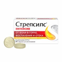 Стрепсилс Интенсив Мед/лимон таблетки для рассасывания №24