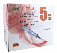 Шприц 3-х комп. СФМ 5мл 22G №1