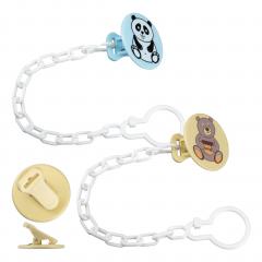 Курносики прищепка д/пустышки Мишутка с цепочкой 19554