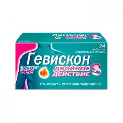 Гевискон Двойное действие таблетки жевательные Мята №24