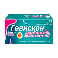 Гевискон Двойное действие таблетки жевательные Мята №24