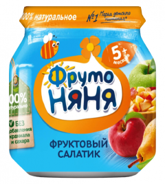 ФрутоНяня пюре яблоко/груша/персик 100г №6