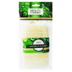 Бьюти Формат мочалка натур. крапива/хлопок брус арт.45464-8038