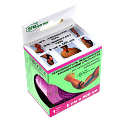 СФМ-Пластырь лента (кинезио-тейп) кинезиологич. 5х500см розовая