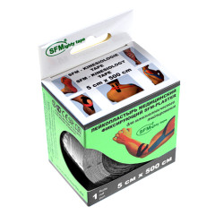 СФМ-Пластырь лента (кинезио-тейп) кинезиологич. 5х500см черная