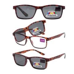 Очки прямоугольные пластик черепаховые солнцезащитные UV Protect +1,0 21002/1