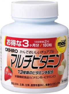 Орихиро Мультивитамины таблетки жеват. клубника №180