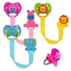 Курносики пустышка силикон на цепочке с прищепкой 13025