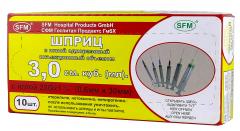 Шприц 3-х комп. 3мл 23G (0,6-30мм) №10 СФМ