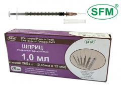 Шприц 3-х комп. 1мл 26G (0,45-12мм) №20 СФМ