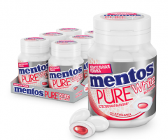 Ментос жевательные резинка Пьюр вайт Клубника 54г
