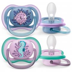 Авент пустышка Ультра Эйр с футляром 6-18мес. №2 SCF085/61