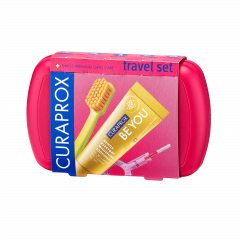 Курапрокс набор дорожный зубная щетка CS5460+зубная паста Восходящая звезда желтая 10мл+ершик CPS07+CPS09+держатель UHS409+бокс красный