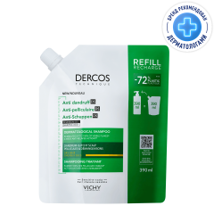 Виши Деркос шампунь интенсивный против перхоти сухих волос 390мл сменный блок
