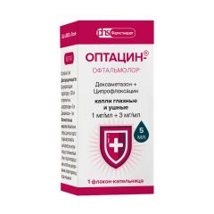 Оптацин-Офтальмолор капли глазные/ушные 1мг/мл+3мг/мл 5мл